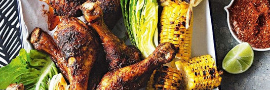 Barbecue spiced chicken with a side of corn